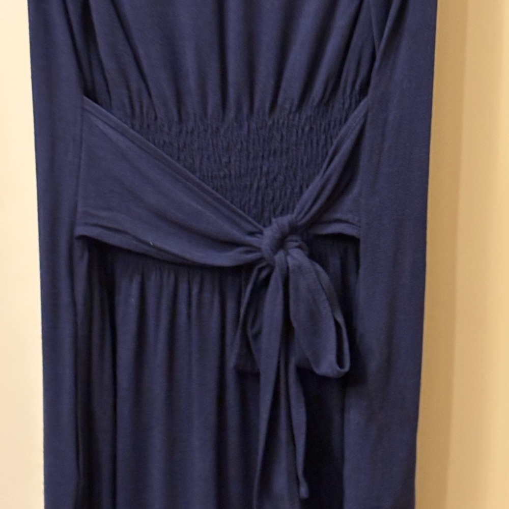 HYFVE Navy Maxi Dress Size L Sleeveless Tie Back Waist - Picture 4 of 6